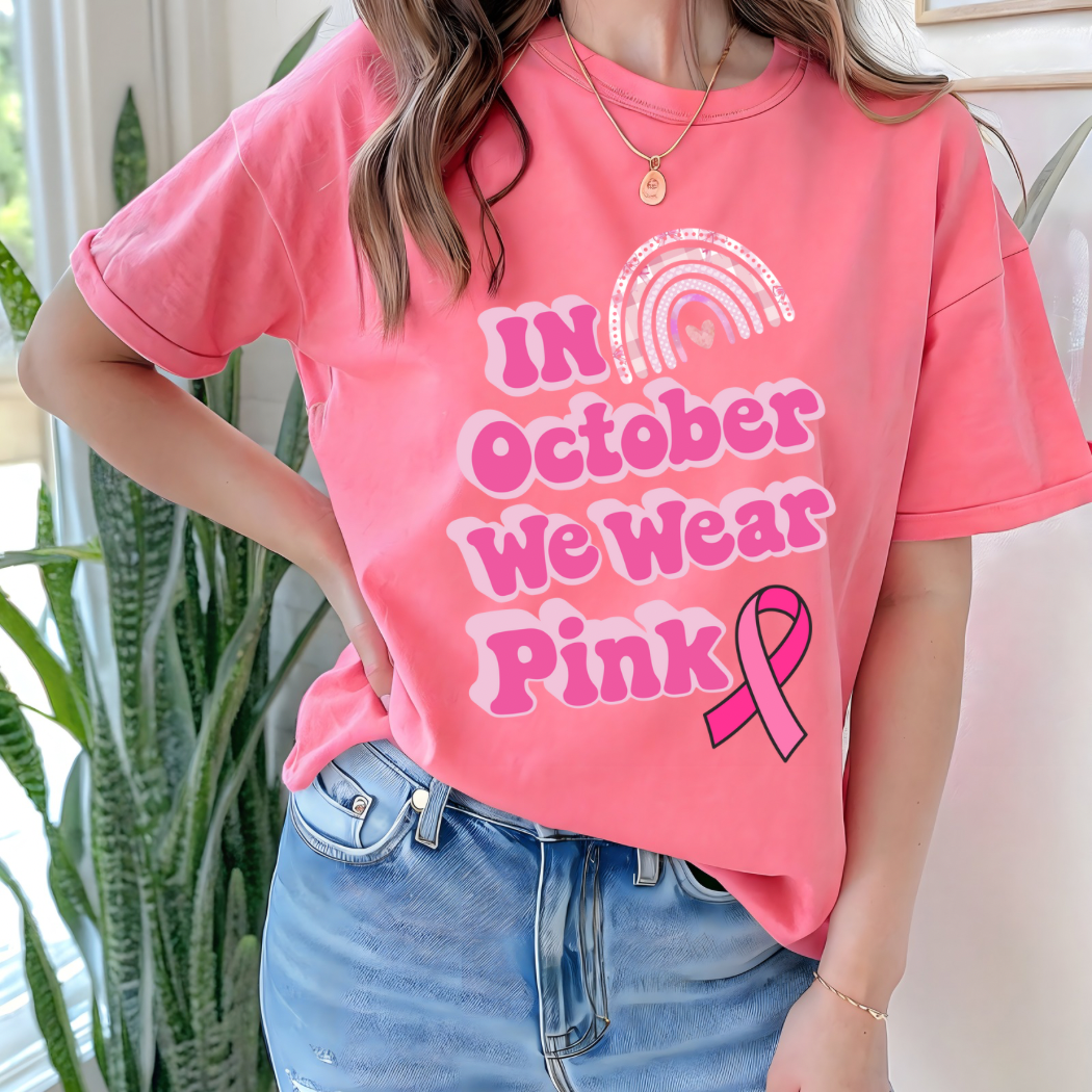 Adair's Cozy Creations' Comfort Colors Unisex garment-dyed Heavyweight "In October We Wear Pink" T-shirt