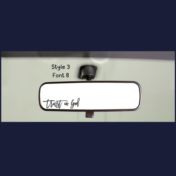 Made By Ally Adair faith decal on car mirror reading trust in God rear view mirror sticker for drivers