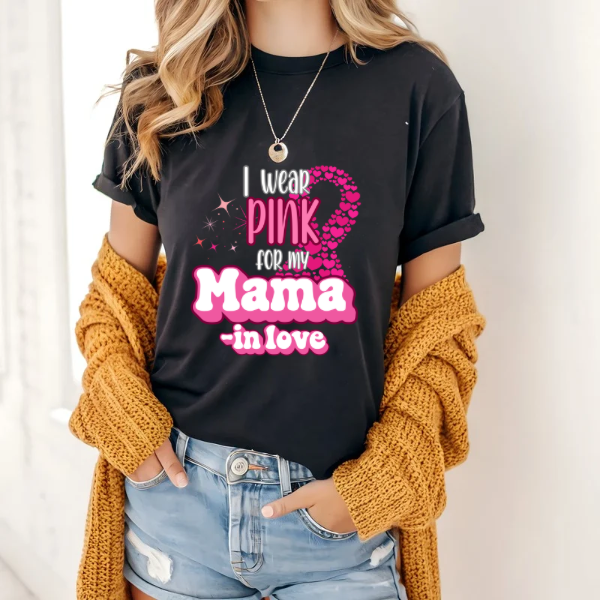 Adair’s Cozy Creations “I Wear Pink For My-“ Customizable Breast Cancer Awareness T-Shirt