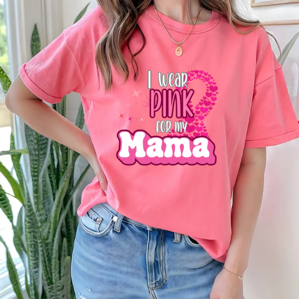 Adair’s Cozy Creations “I Wear Pink For My-“ Customizable Breast Cancer Awareness T-Shirt