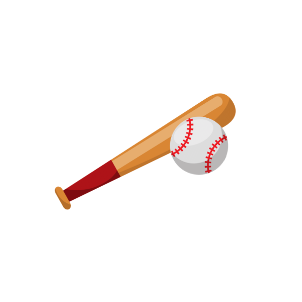 Baseball bat and ball illustration for personalized student envelopes for boys design