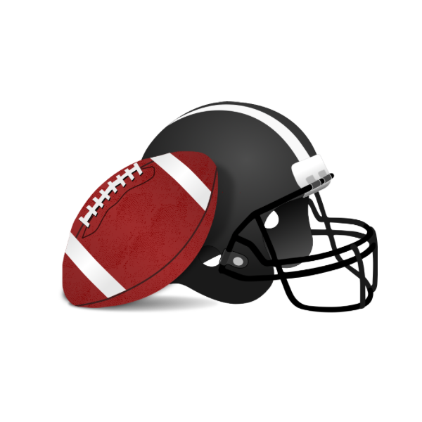 Black football helmet and red football illustrating personalized student envelopes for boys design