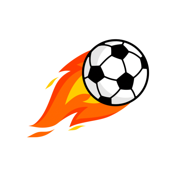 Soccer ball with fiery flames graphic design for personalized student envelopes for boys