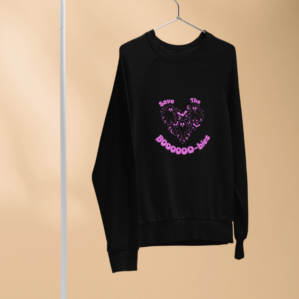 Save the Boobies sweatshirt black crewneck with pink breast cancer awareness heart graphic Made By Ally Adair