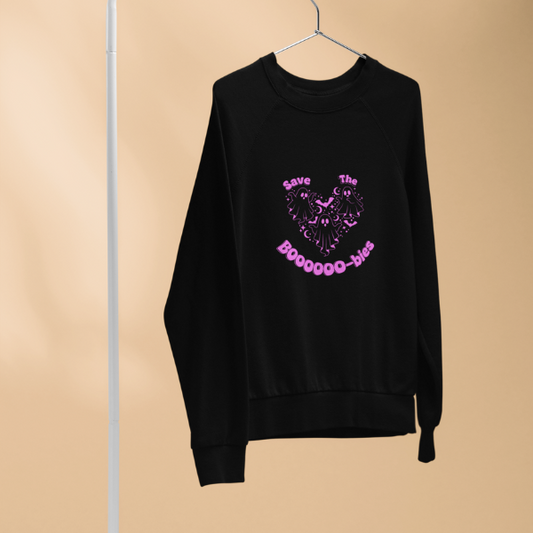 Save the Boobies sweatshirt black crewneck with pink breast cancer awareness heart graphic Made By Ally Adair